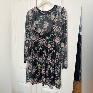 Sheer long sleeve dress with slip